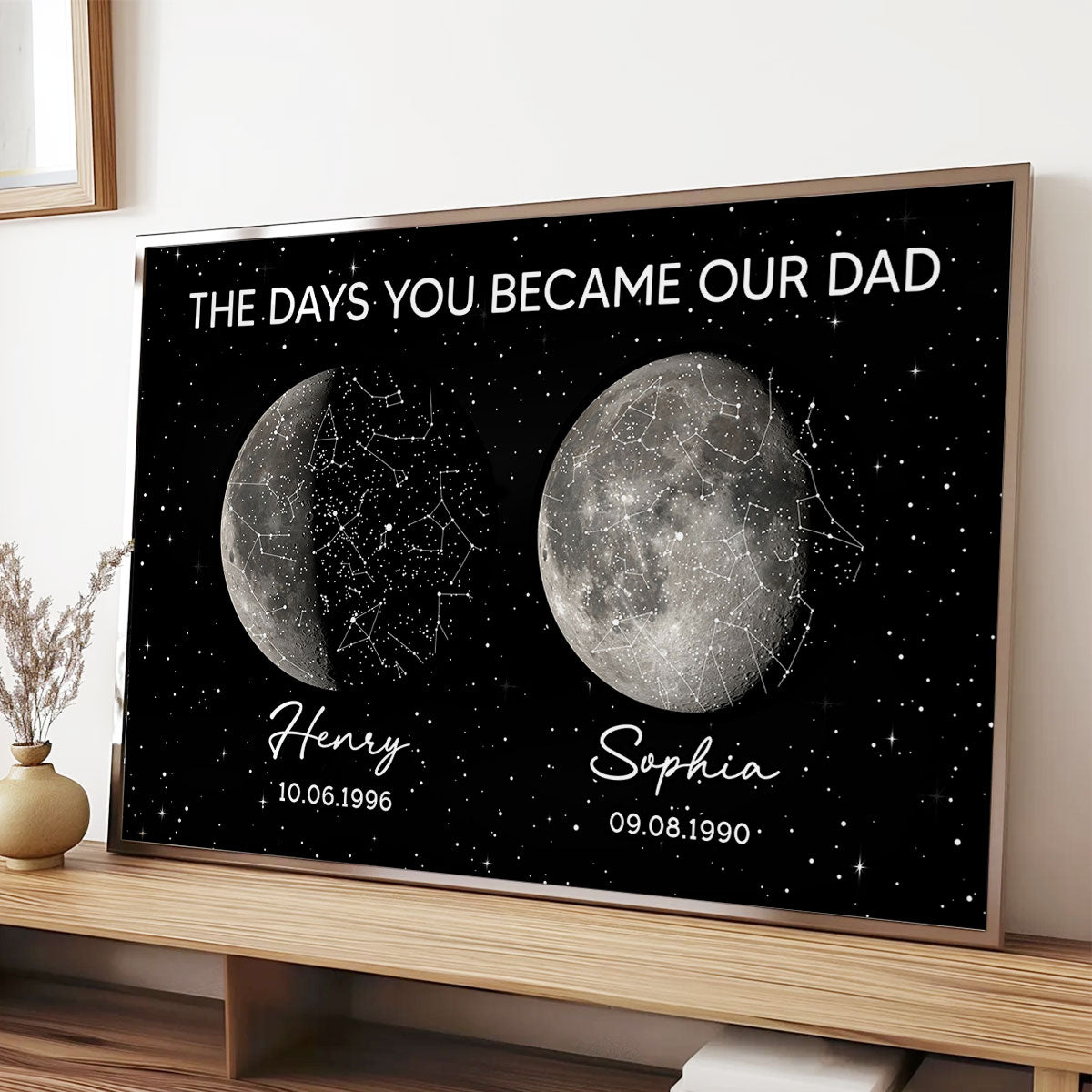The Day You Became Dad Custom Moon Phase & Star Map - Personalized Poster - Father's Day Gift For Dad, Husband