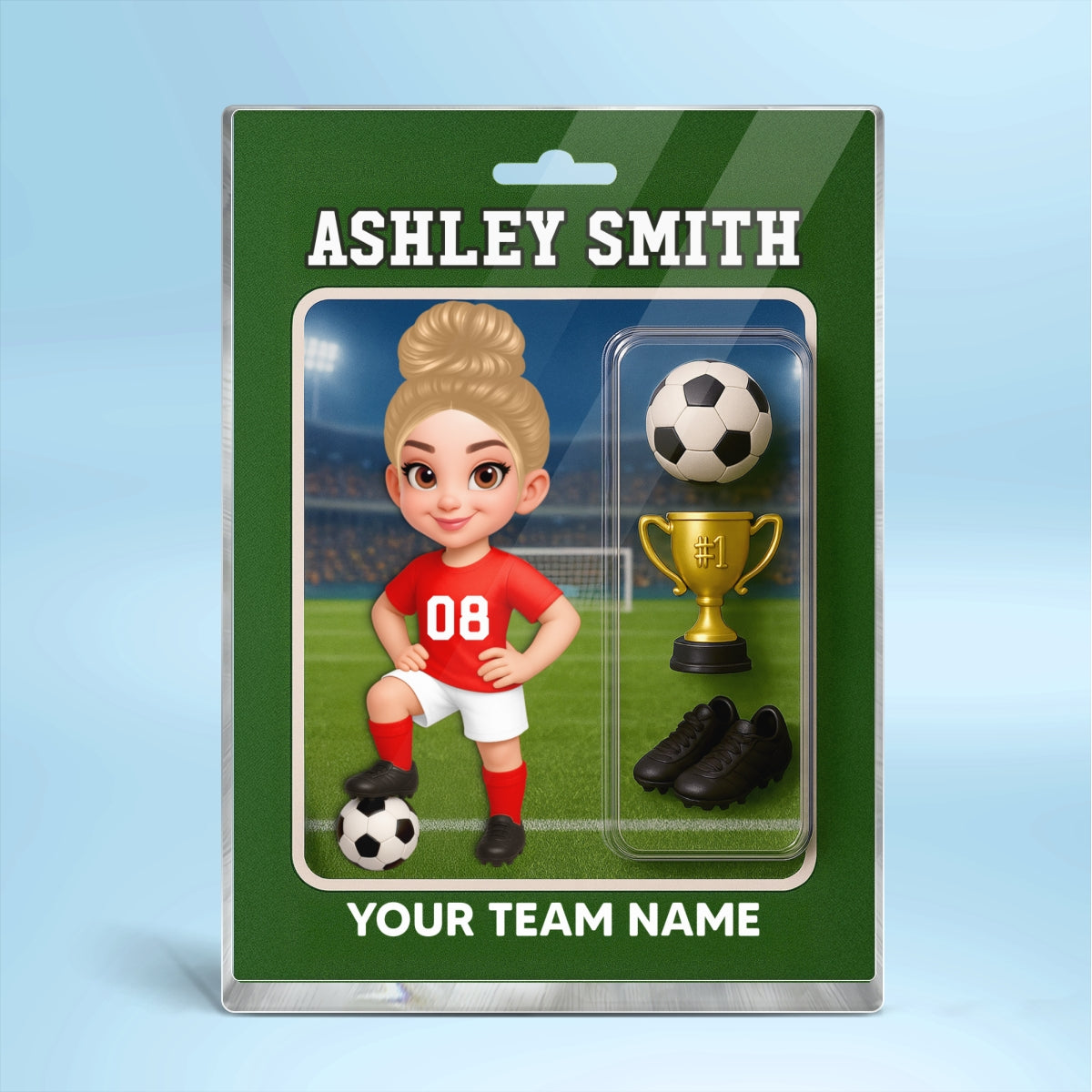 3D Effect Soccer Players Custom Figure Style - Personalized Acrylic Block Plaque - Christmas Gift For Soccer Players