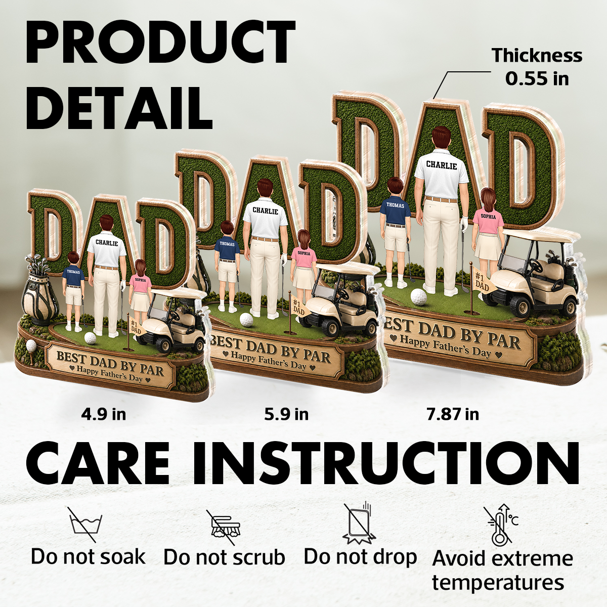 Above Par In Every Way Golfer Dad - Personalized Acrylic Block Plaque -  Gift For Dad, Husband