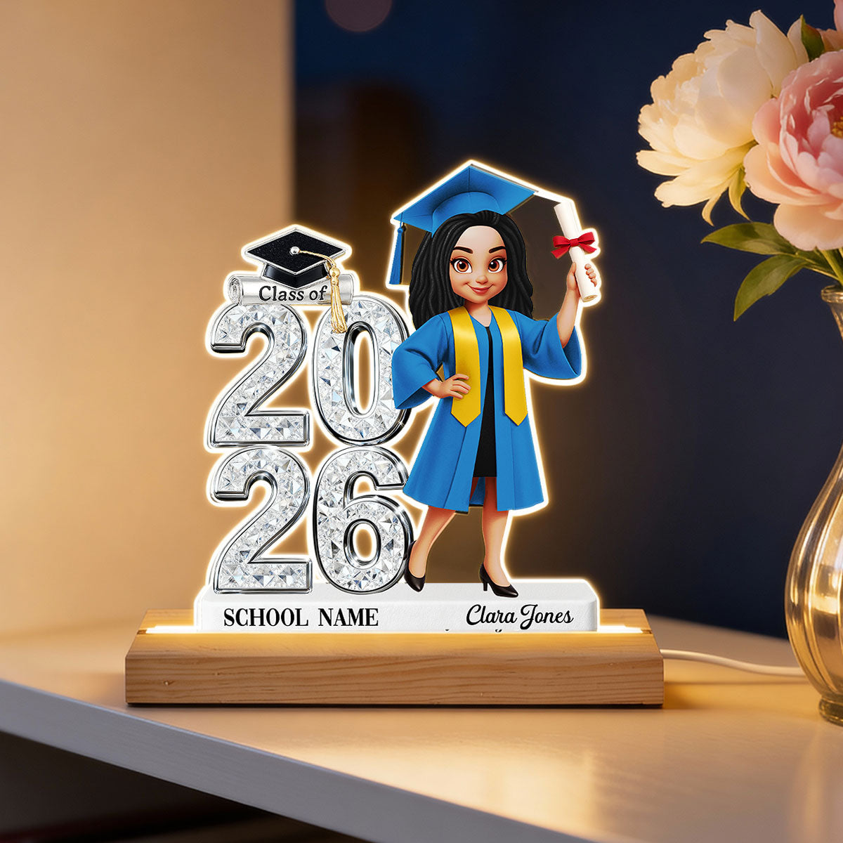 Class Of 2026 2027 Senior - Personalized Acrylic Plaque LED Night Light - Graduation Gift For Graduates, Daughter