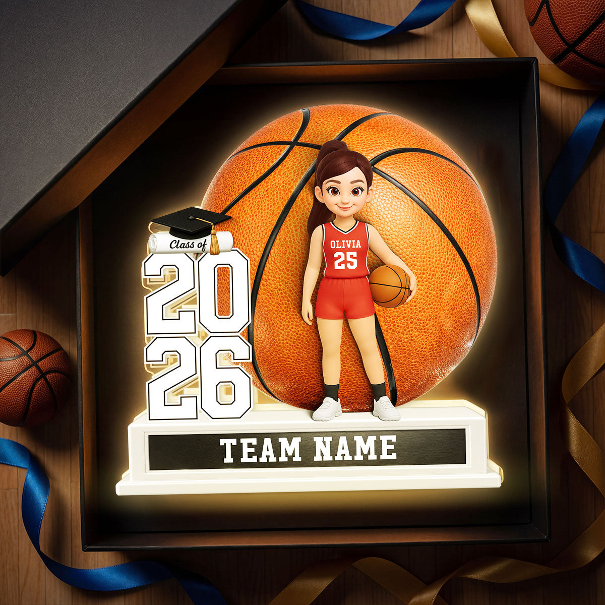 Basketball Senior Keepsake 2D Flat - Personalized Light Box - Graduation Gift For Son, Daughter, Graduates Class of 2026