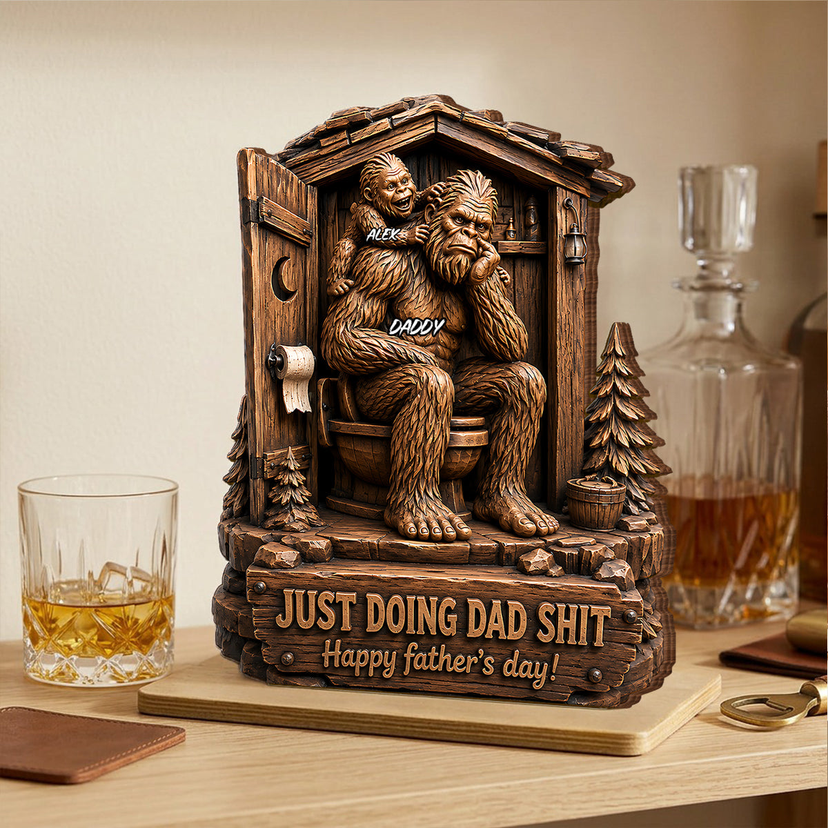 Just Doing Dad Sh*t - Personalized 2-Layered Wooden Plaque -  Gift for Dad, Husband
