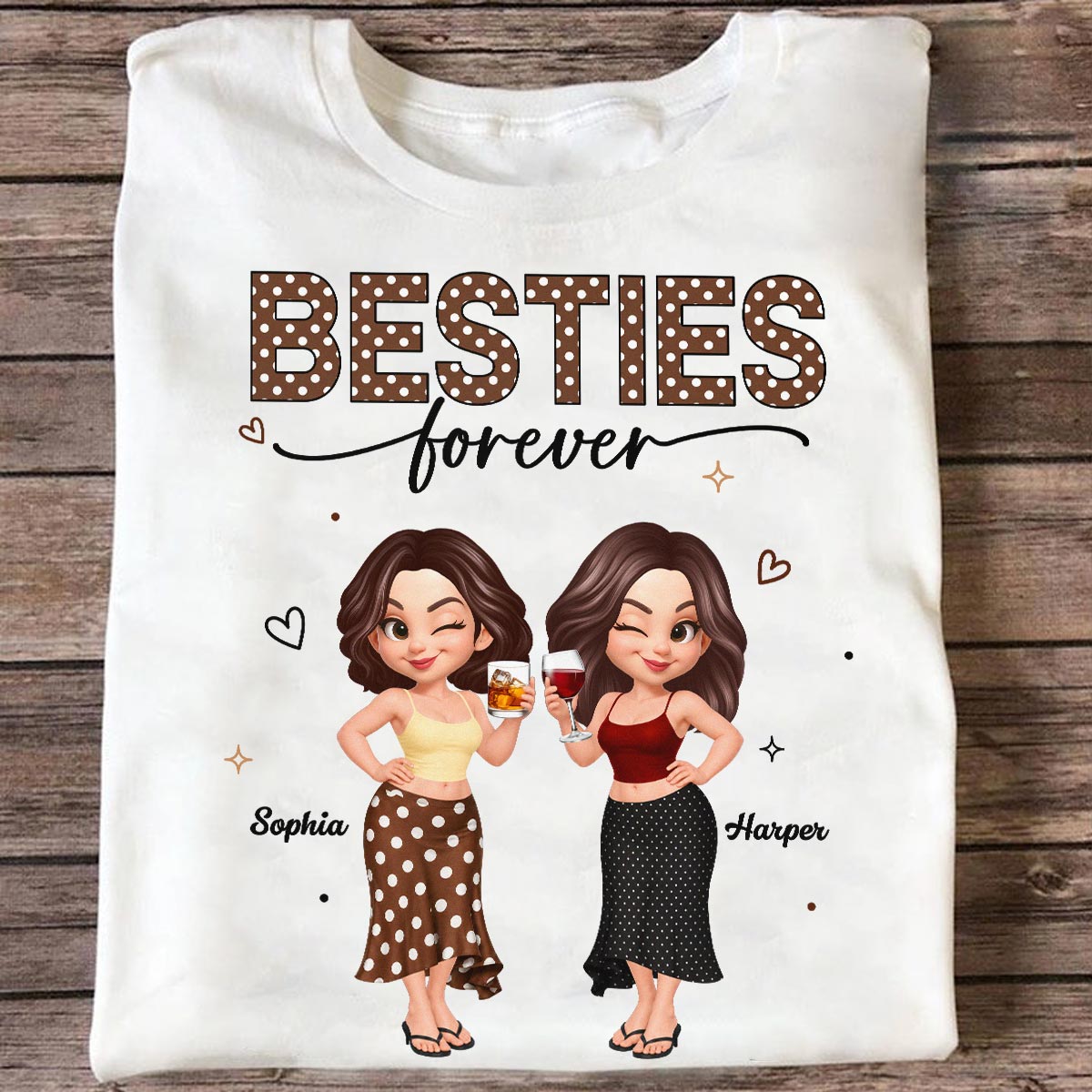 Besties Forever Polka Dot Patterned - Personalized Shirt