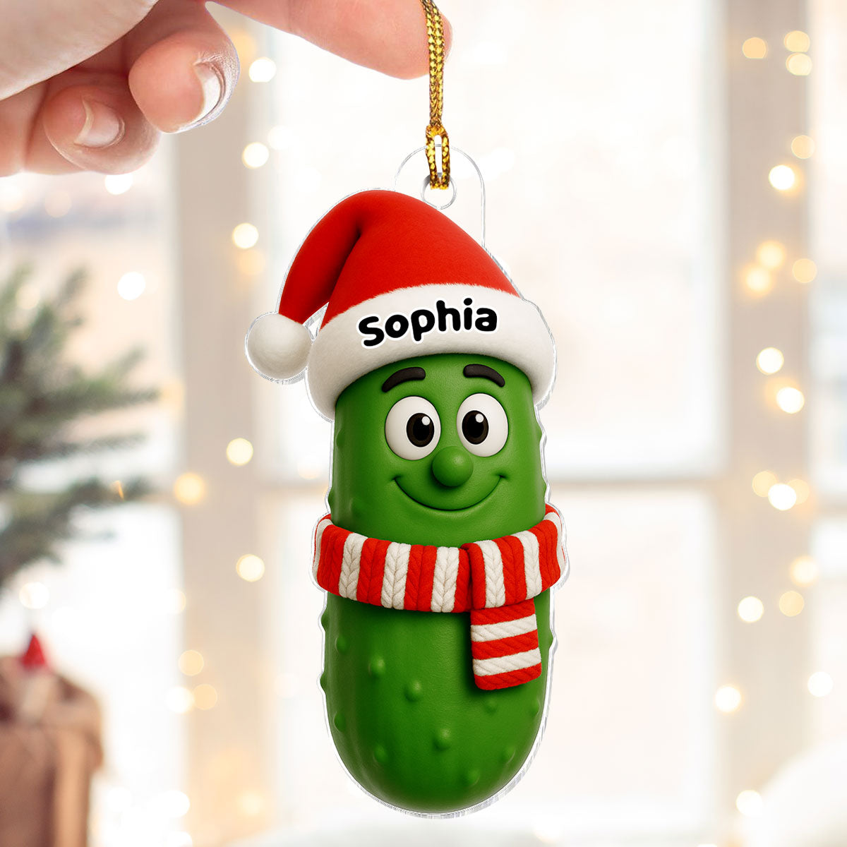Christmas Pickle Characters - Personalized Acrylic Ornament - Funny White Elephant Gift