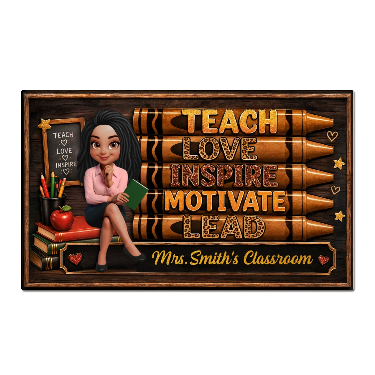 Teach Love Inspire Teacher - Personalized Doormat - Back to School Decor for Teachers