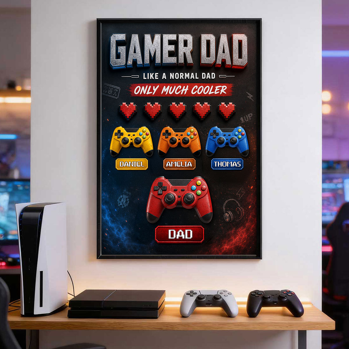 Gamer Dad Much Cooler - Personalized Poster - Father's Day Gift for Gamer Dad, Husband
