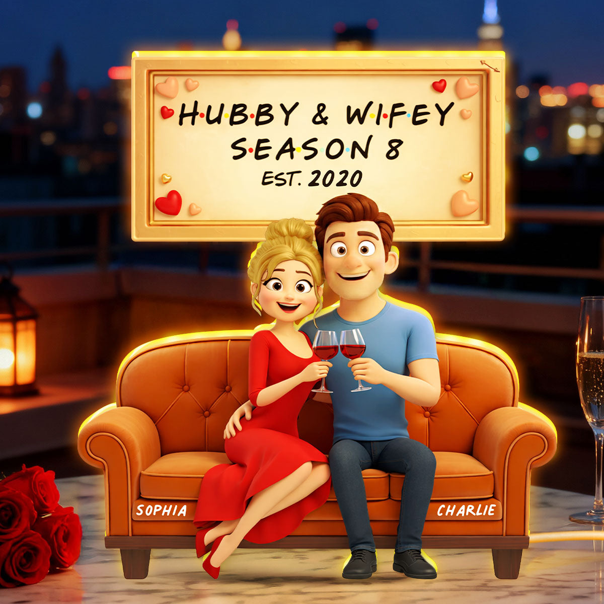 Hubby & Wifey - Personalized Light Box - Gift for Couple, for Wife, for Husband