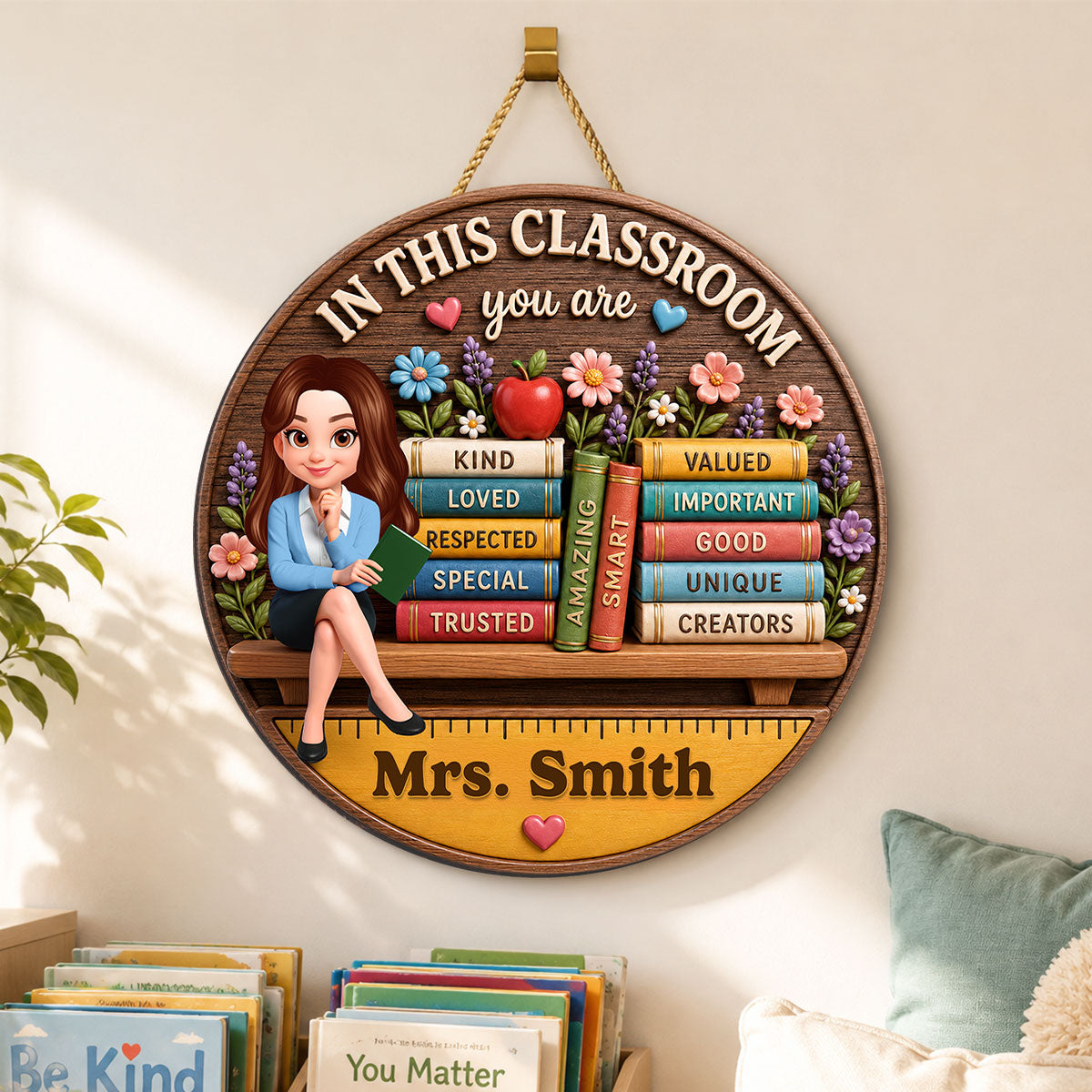 Custom Teacher in This Classroom - Personalized Wooden Door Sign - Teacher Wall Decor Sign, Back to School Gift for Teachers