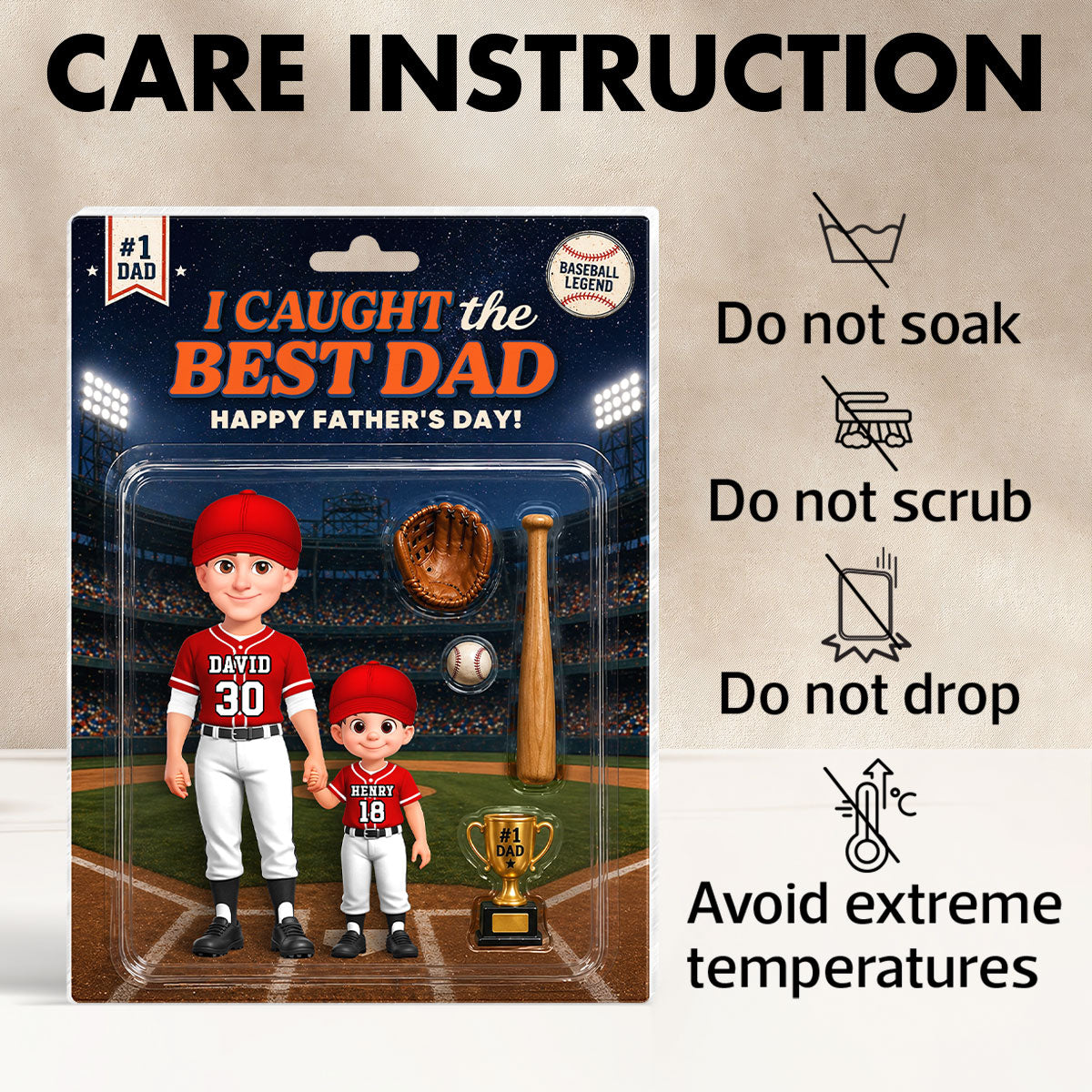 Retro Friday Night Light Baseball We Caught The Best Dad - Personalized Acrylic Block Plaque -  Gift For Baseball Dad