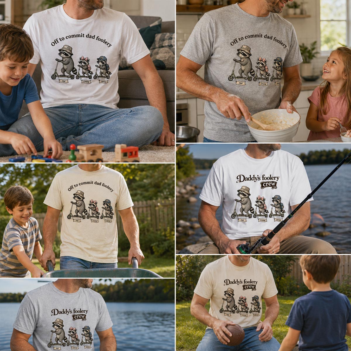 Off To Commit Dad Foolery Raccoon Dad & Kids - Personalized Shirt - Funny Father's Day Shirt For Husband
