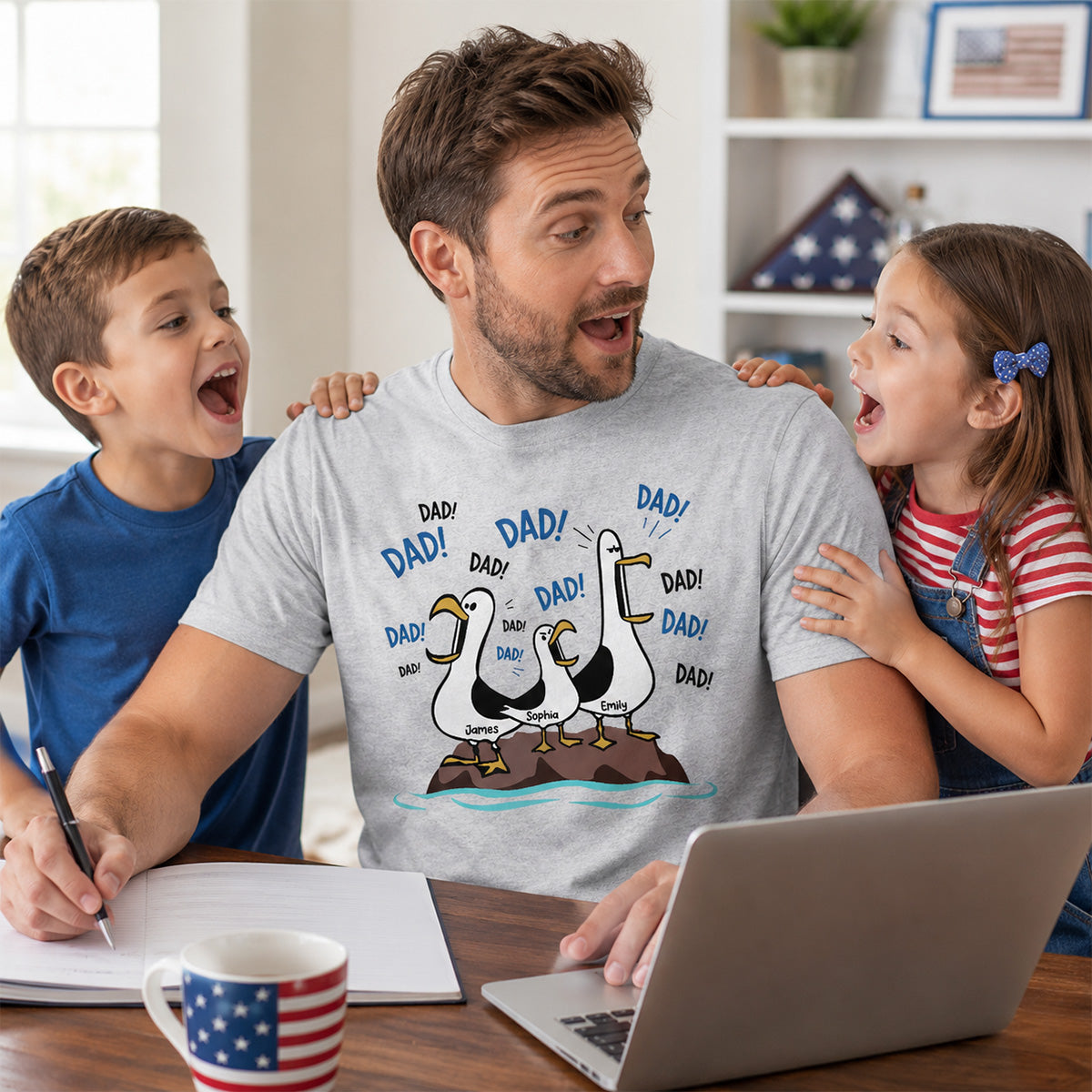 Seagull Dad! Dad! Dad! - Personalized Shirt - Funny Father's Day Gift For Dad, Husband