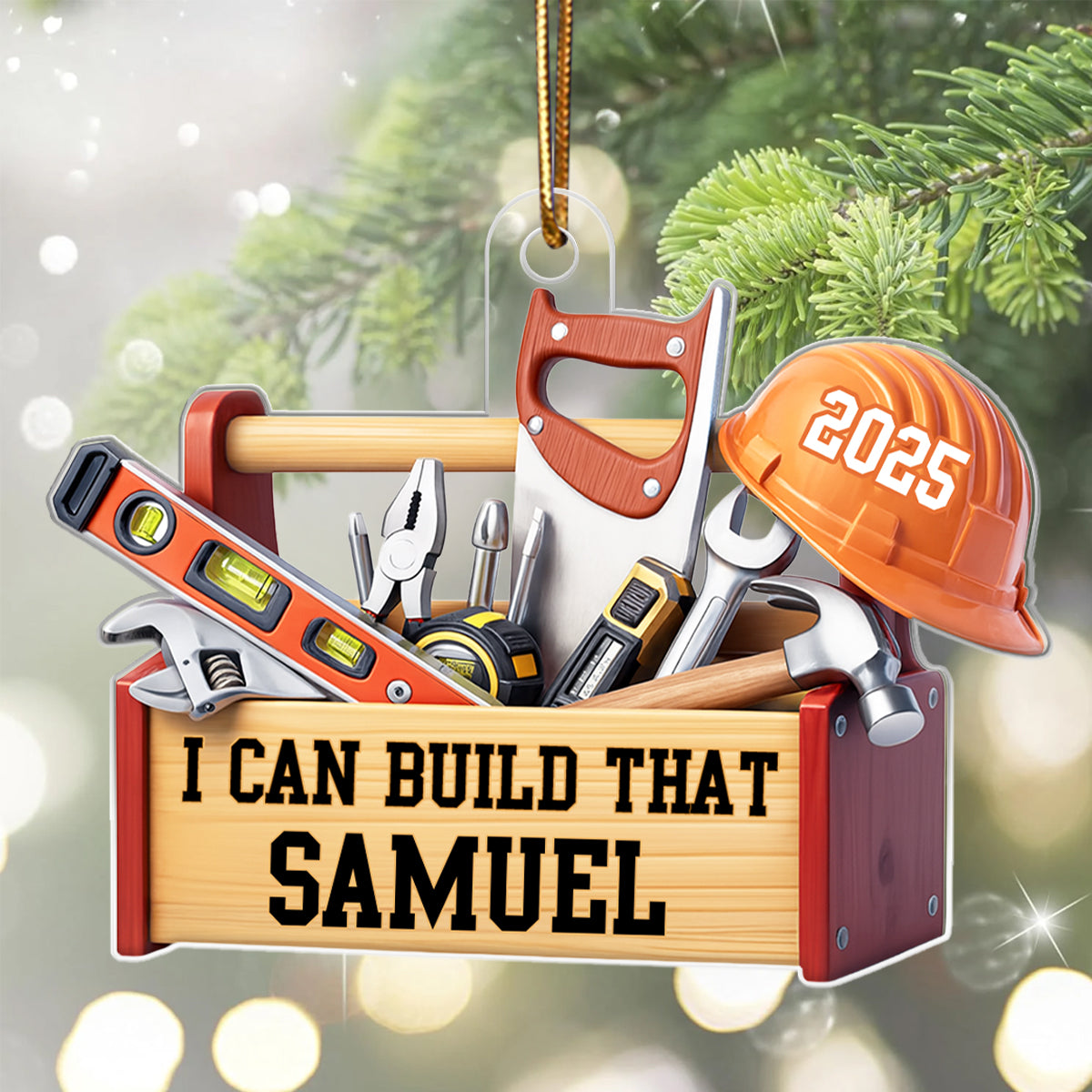 Custom Carpenter Mr Fix it I Can Build That - Personalized Acrylic Ornament - Christmas Gift for Handyman, Woodworker