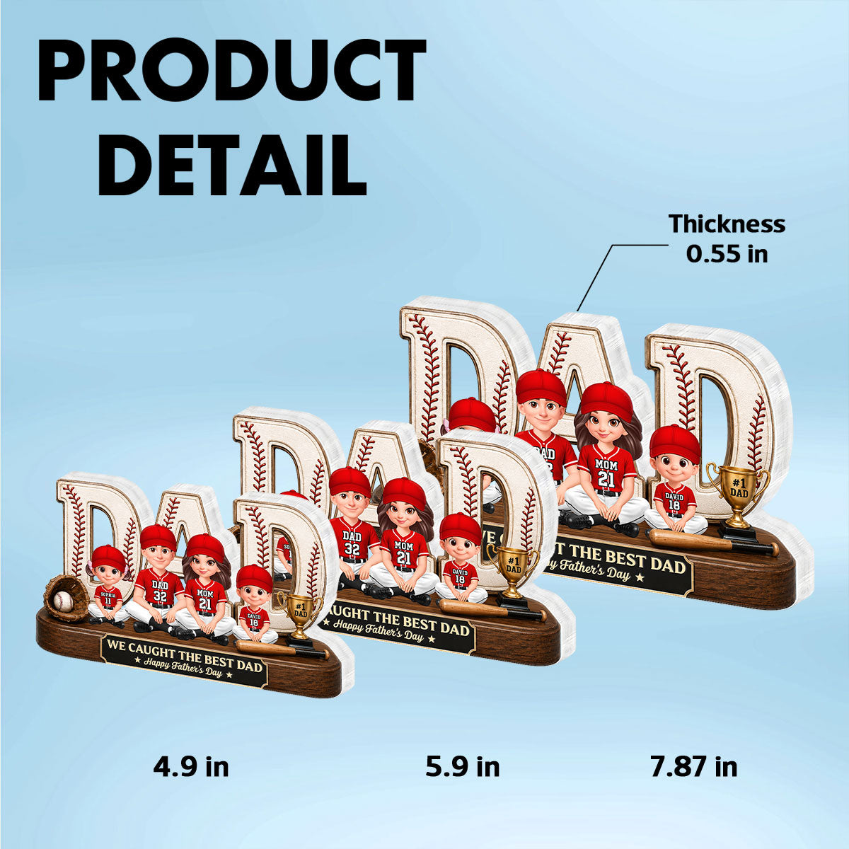 Baseball Legend Daddy's Dream Team - Personalized Acrylic Block Plaque -  Gift For Dad