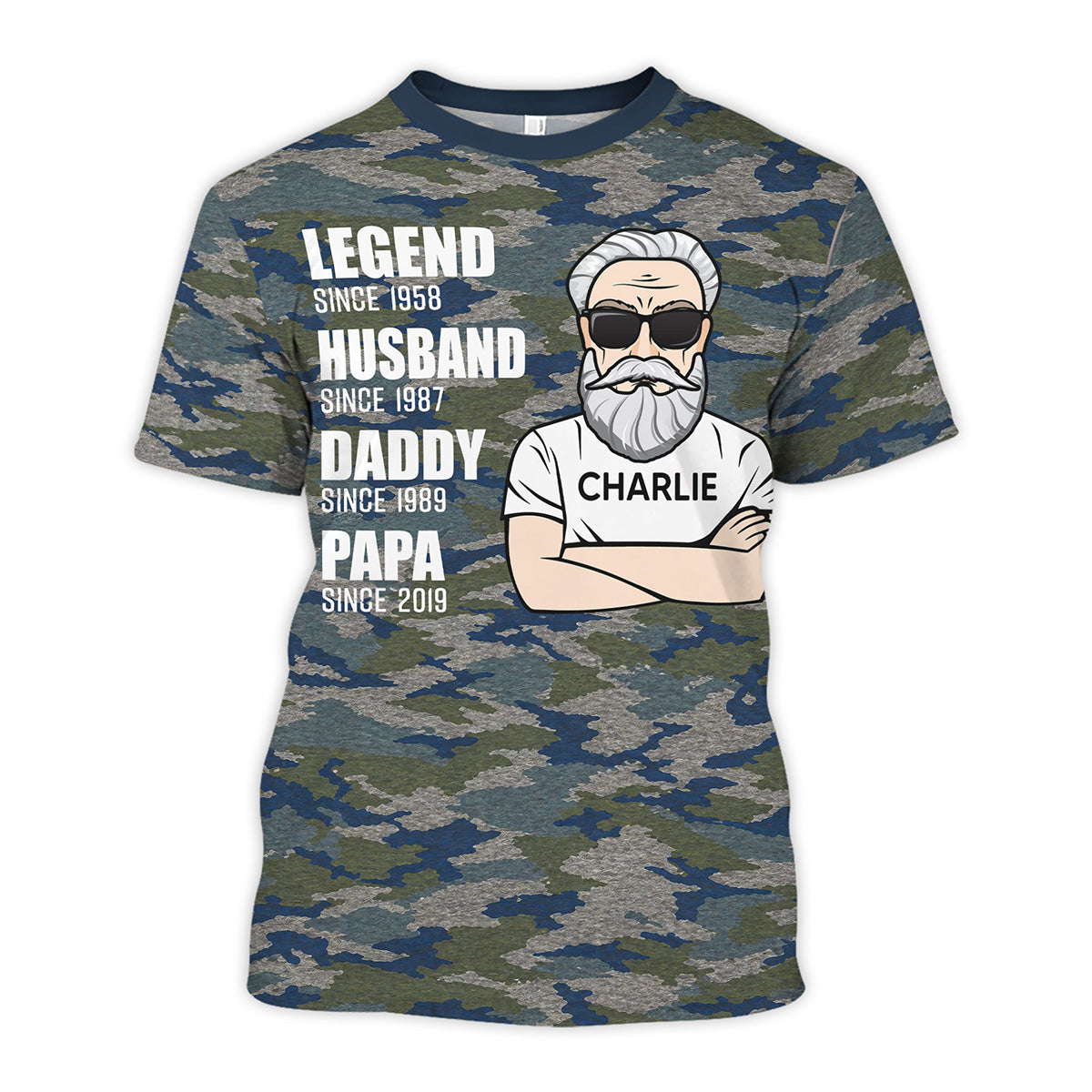 Legend Husband Dad Grandpa Old Man Camo Pattern - Personalized Shirt - Father's Day Gift For Husband, Dad, Grandpa