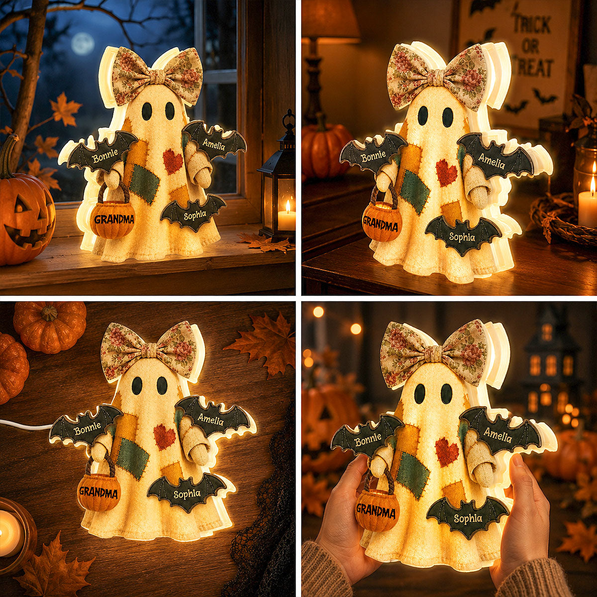 Vintage Patchwork Ghost Grandma - Personalized Light Box