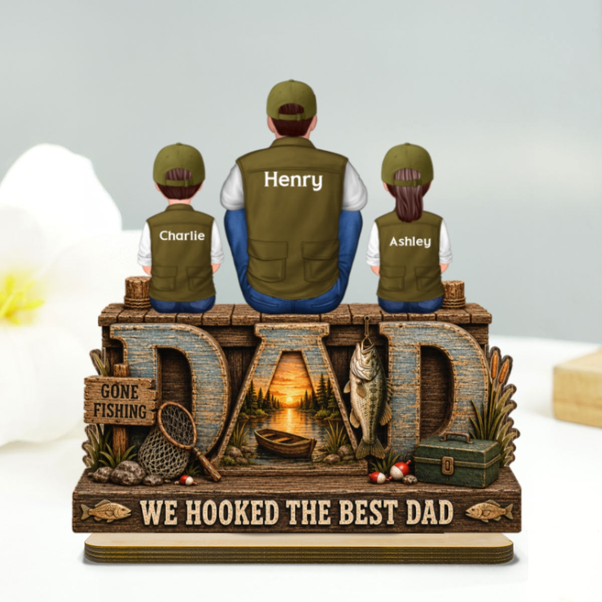 Trending We Hooked The Best Dad - Personalized 2-Layered Wooden Plaque - Gift For Fishing Dad, Fishing Lovers