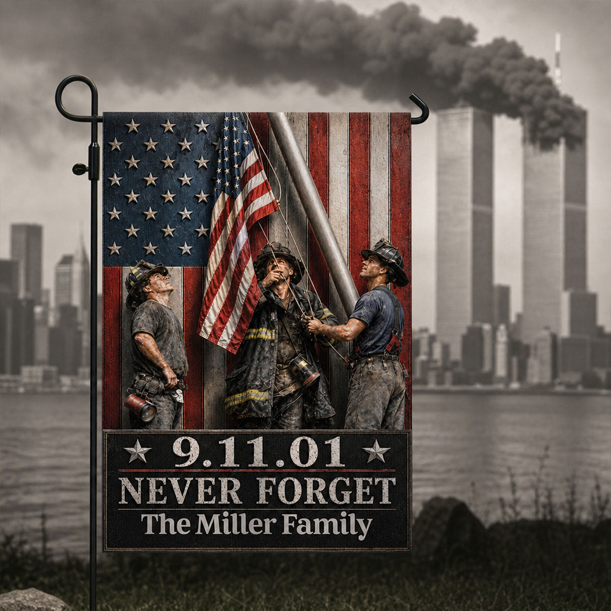 9/11 Memorial Flag of Heroes - Personalized Garden Flag - Outdoor Indoor House Outside Decor