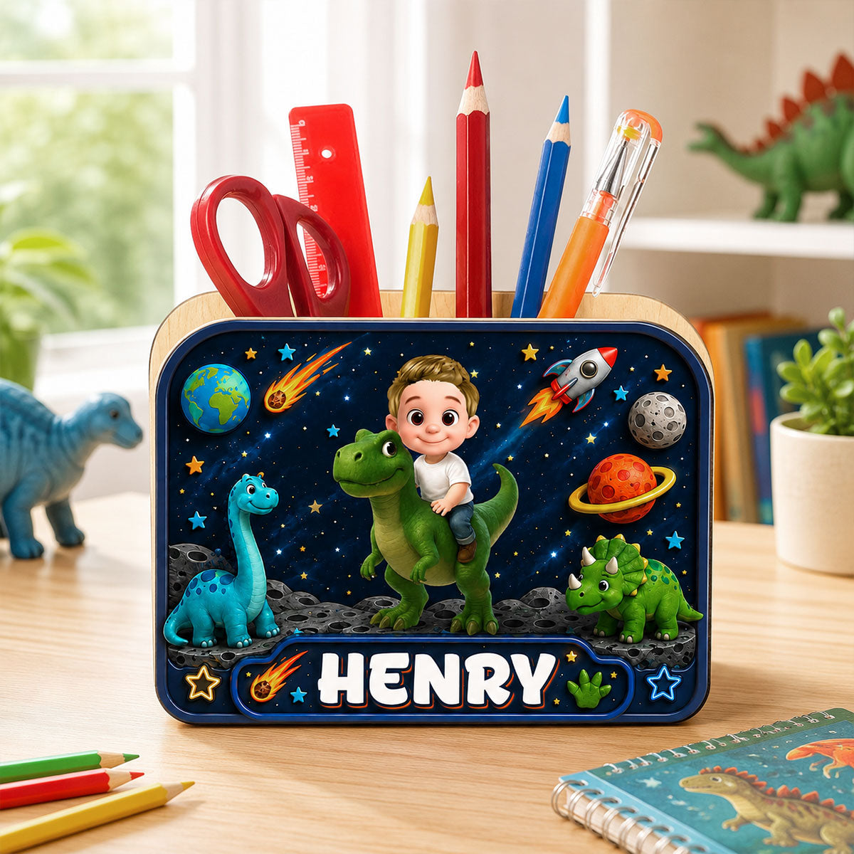 Trending Dinosaur Kid - Personalized Pencil Holder - Back To School Gift For Kid, Girl, Boy