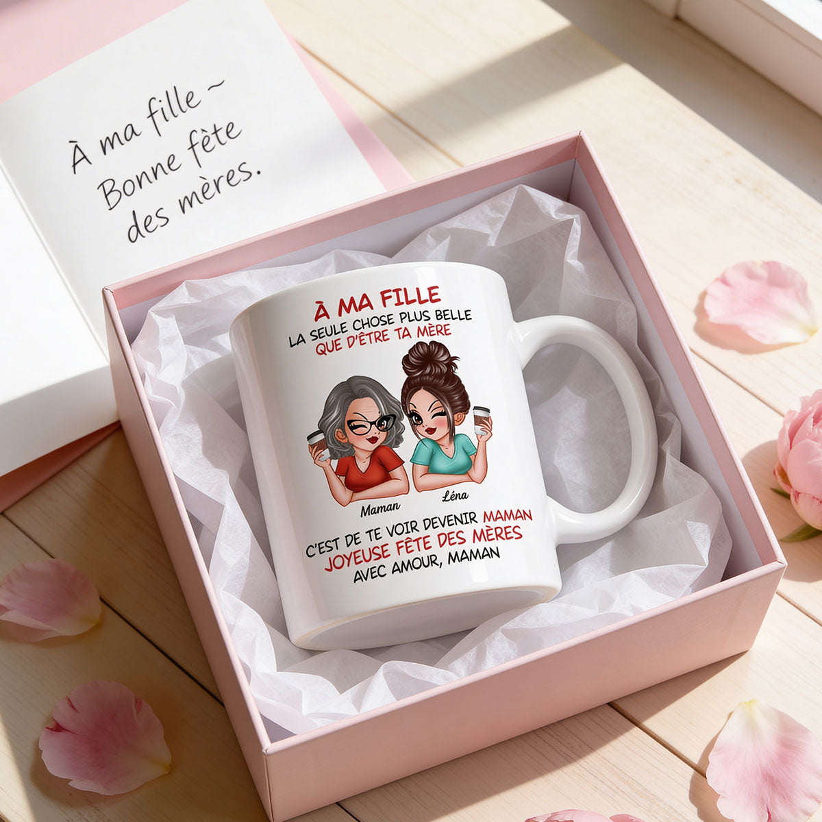 À ma fille – Te voir être maman – Mug personnalisé – Cadeau de Fête des Mères pour ma fille