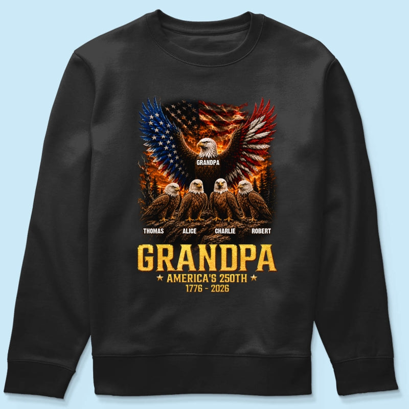Eagle Grandpa America USA 250th Anniversary - Personalized Shirt - Father's Day Gift For Grandpa, Dad