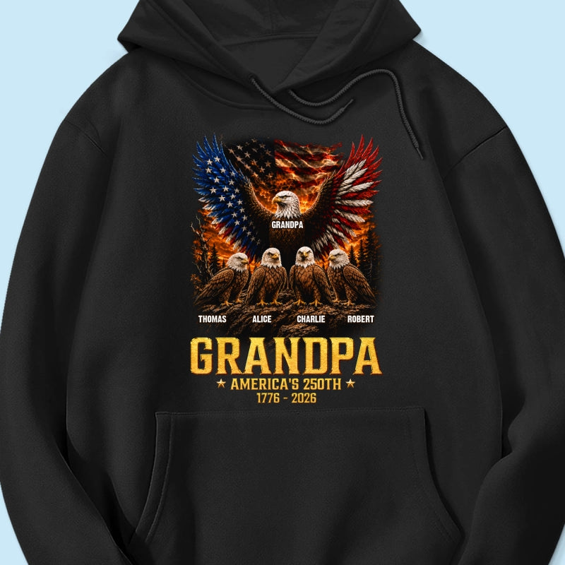 Eagle Grandpa America USA 250th Anniversary - Personalized Shirt - Father's Day Gift For Grandpa, Dad