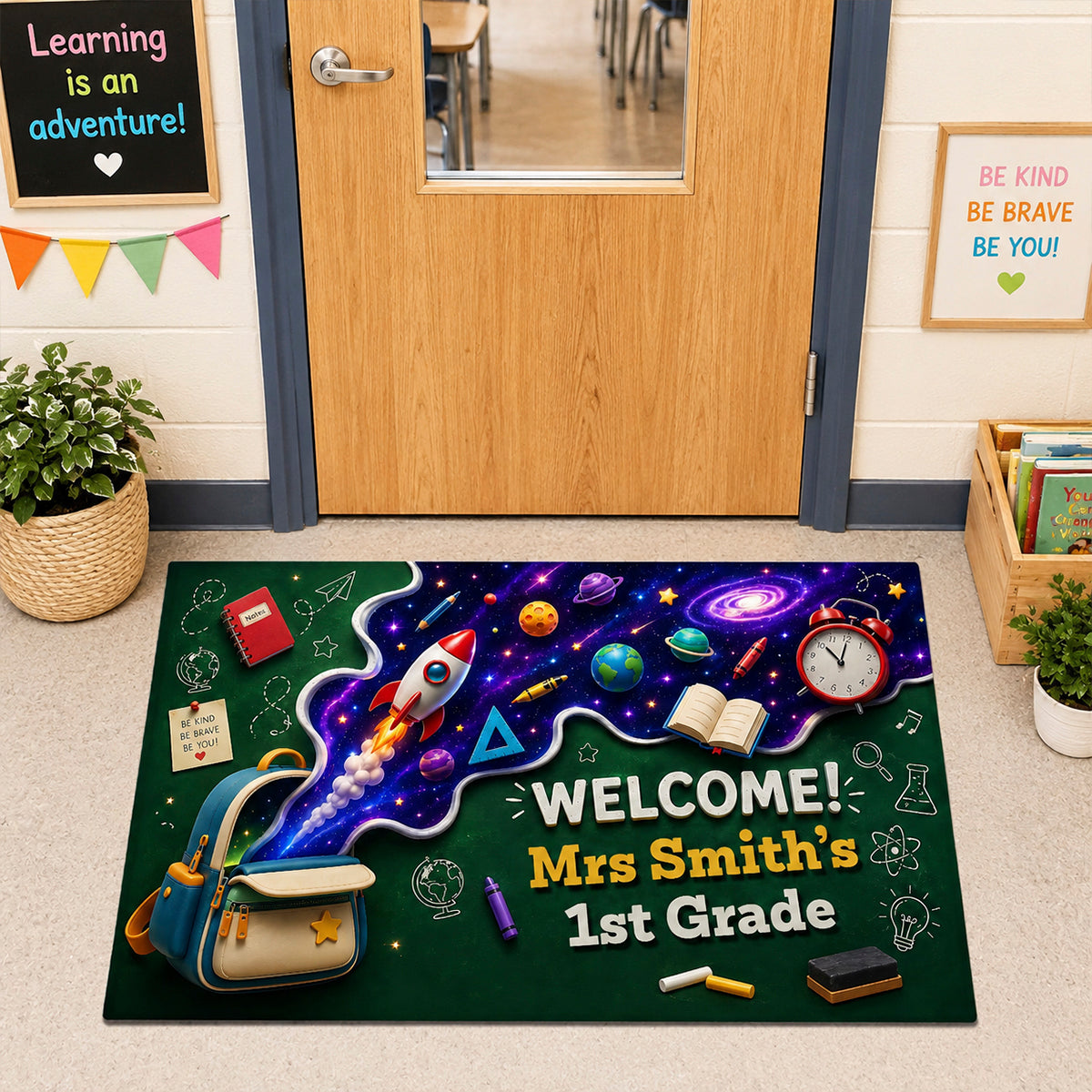 Out Of This World Adventure Welcome To Classroom - Personalized Doormat - Back To School Gift For Teacher, Classroom Decor