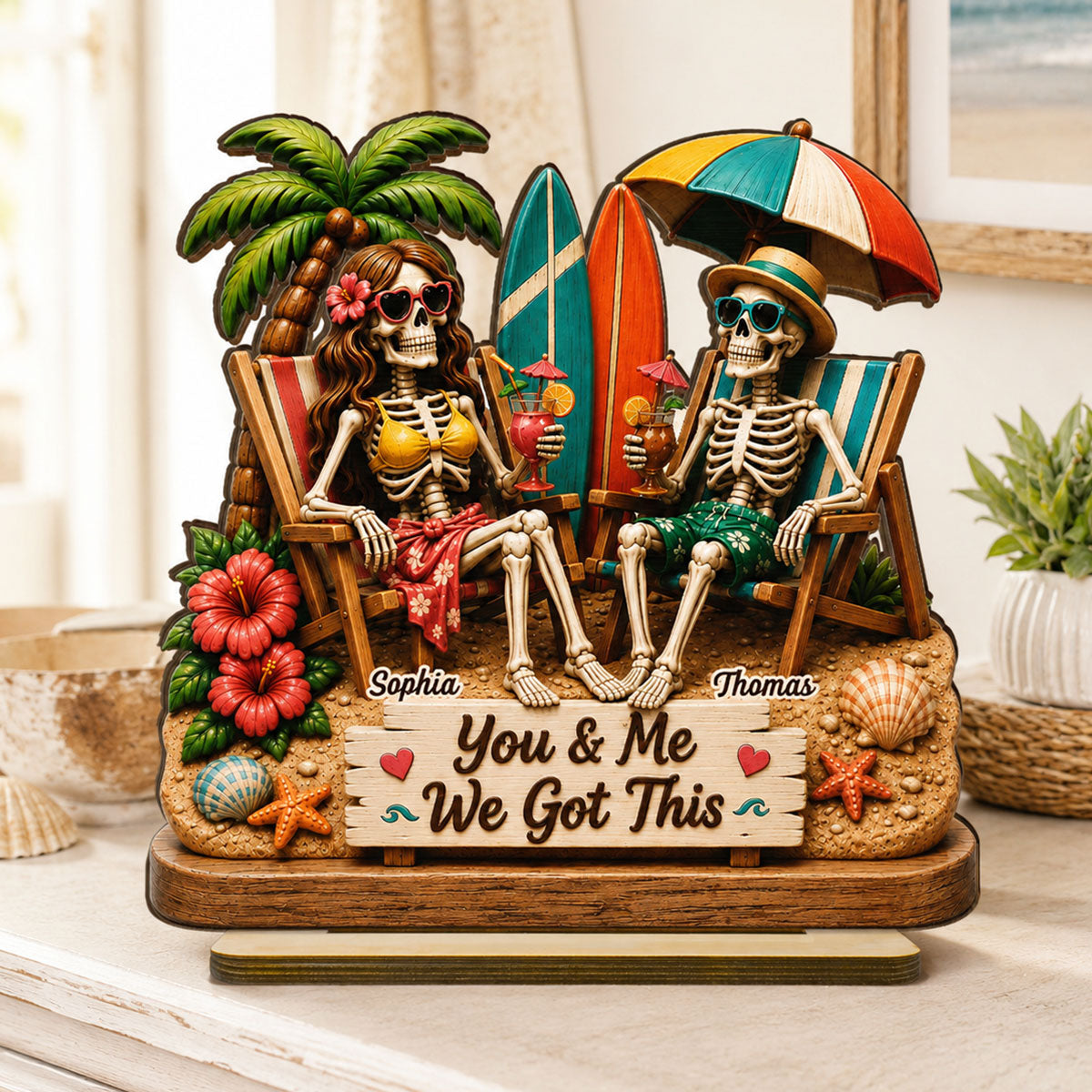 Perfect Summerween Couple Decoration - Personalized Wooden Plaque - Gift For Couple, Him, Her
