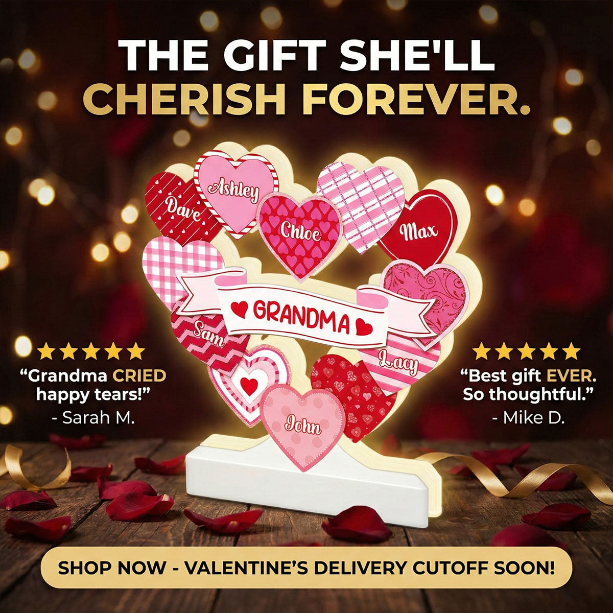 Grandma's Sweethearts Coquette Valentine's Day - Personalized Light Box - Home Decor Gift For Grandma
