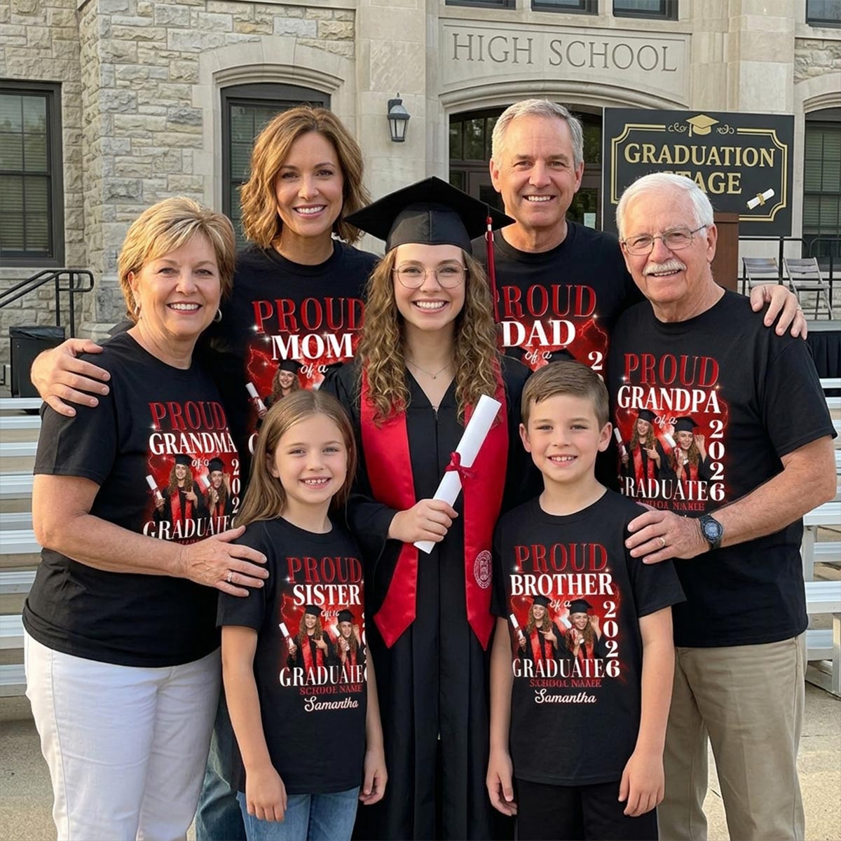 Proud Mom Dad Grandma Grandpa Of A 2026 Graduate Custom Photo - Personalized Shirt - Family Matching Graduation Shirt, Graduation Party Gift, Senior Class of 2026