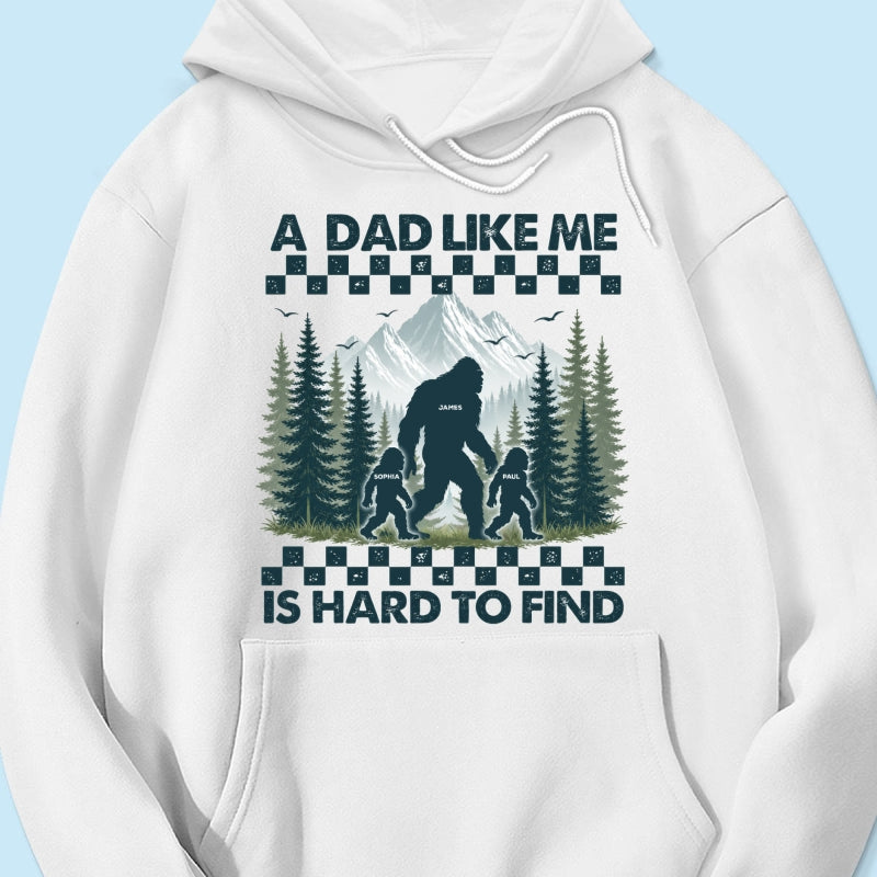 Retro Funny Bigfoot Dad With Kids Names - Personalized Shirt - Father's Day Gift for Dad