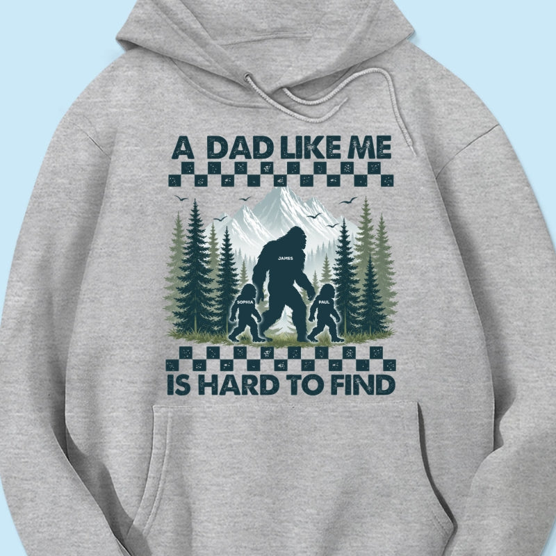 Retro Funny Bigfoot Dad With Kids Names - Personalized Shirt - Father's Day Gift for Dad