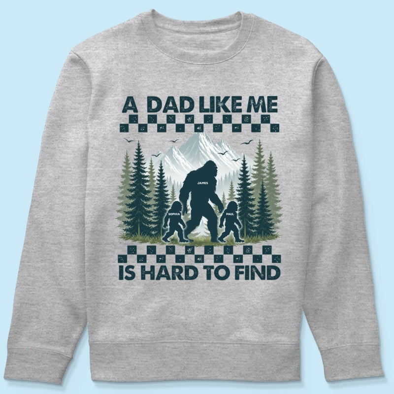 Retro Funny Bigfoot Dad With Kids Names - Personalized Shirt - Father's Day Gift for Dad