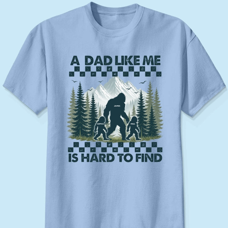 Retro Funny Bigfoot Dad With Kids Names - Personalized Shirt - Father's Day Gift for Dad