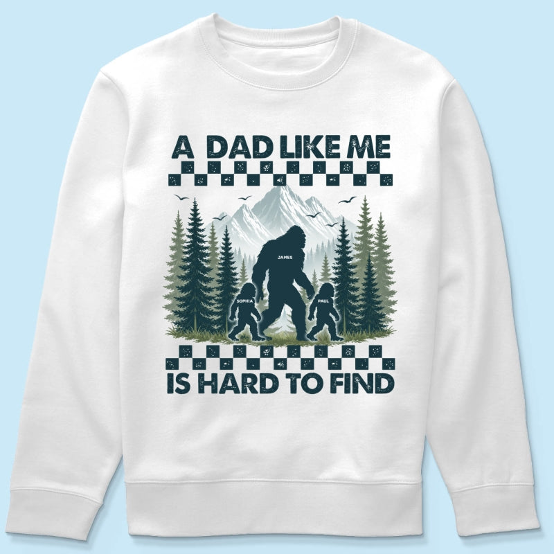 Retro Funny Bigfoot Dad With Kids Names - Personalized Shirt - Father's Day Gift for Dad