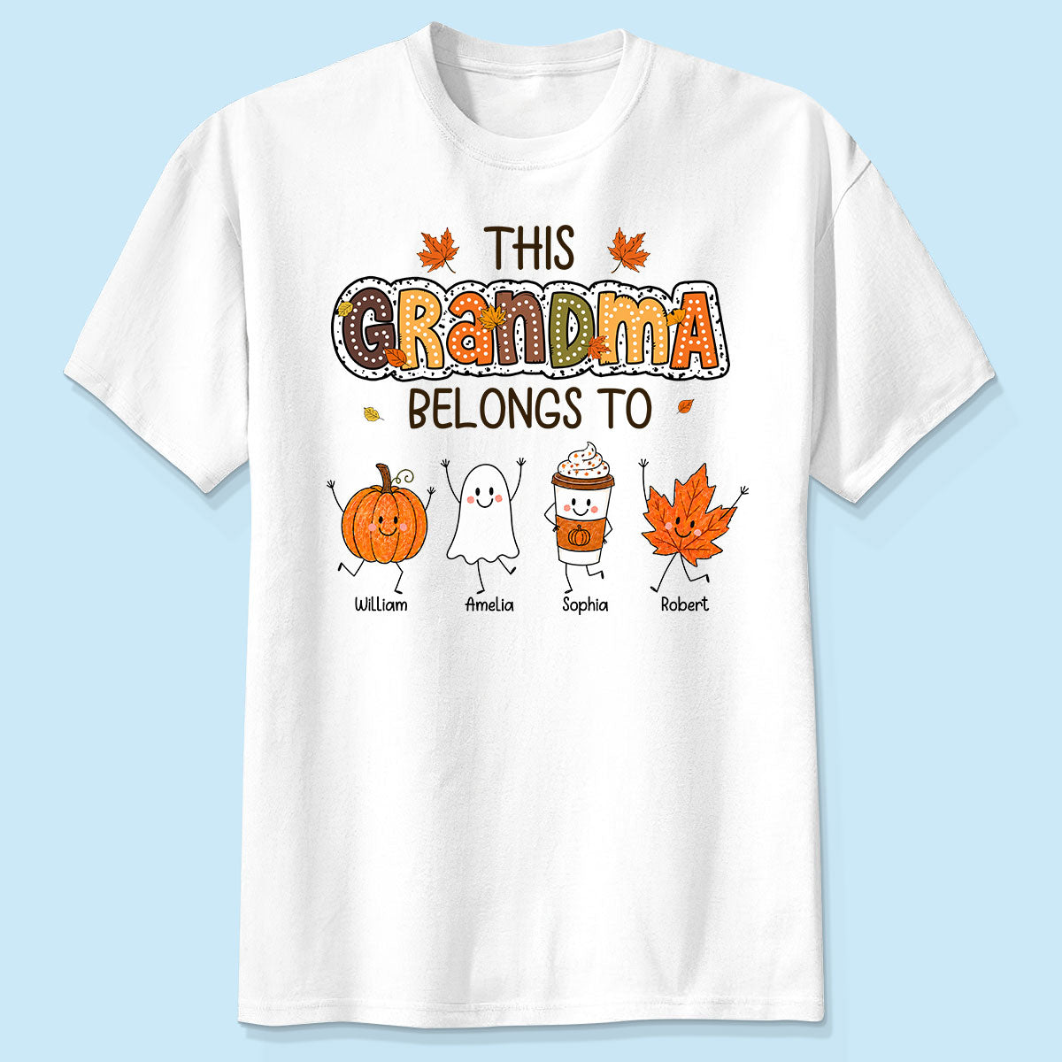 Fall Season Funny Kids This Grandma Belongs To - Personalized Shirt - Gift For Grandmas, Moms