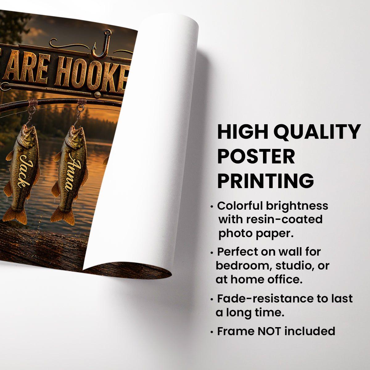 We Are Hooked On Papa Fishing - Personalized Poster - Father's Day Gift For Dad, Husband