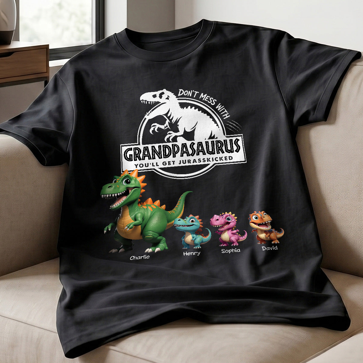 Don't Mess With Grandpasaurus Dinosaurs - Personalized Shirt - Father's Day Gift For Grandpa, Dad, Husband