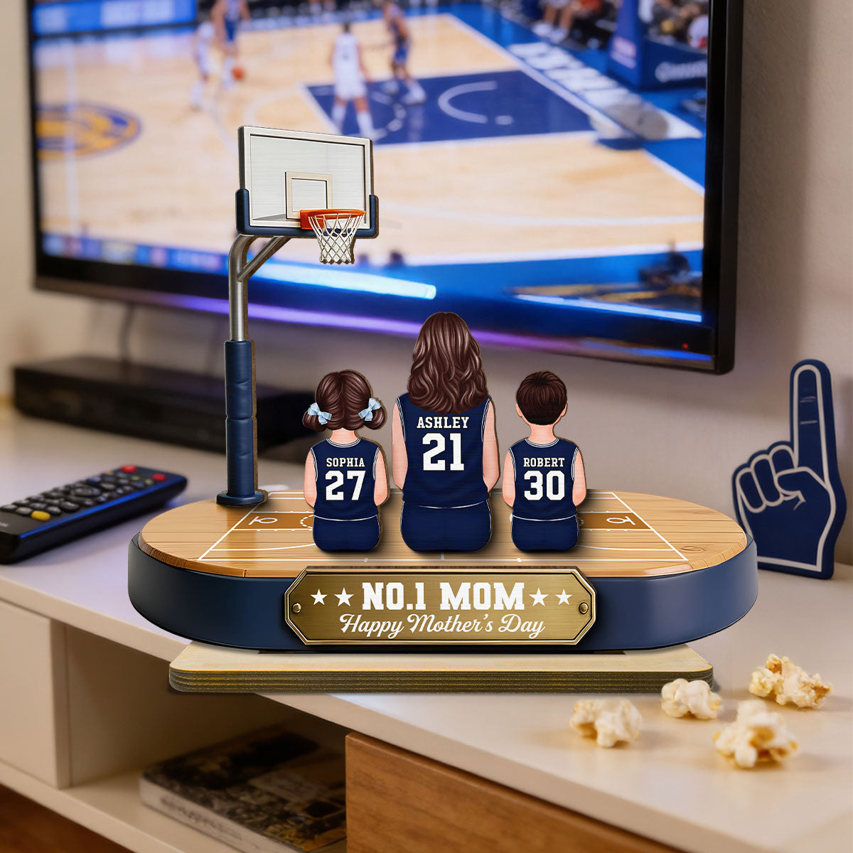 Mommy's Basketball Dream Team - Personalized 2-Layered Wooden Plaque -  Gift For Basketball Mom