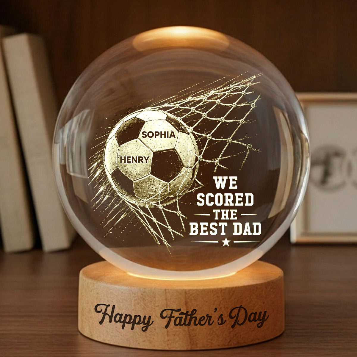 Trending Soccer Dad - Personalised Crystal Ball LED Night Light - Father's Day Gift For Dad