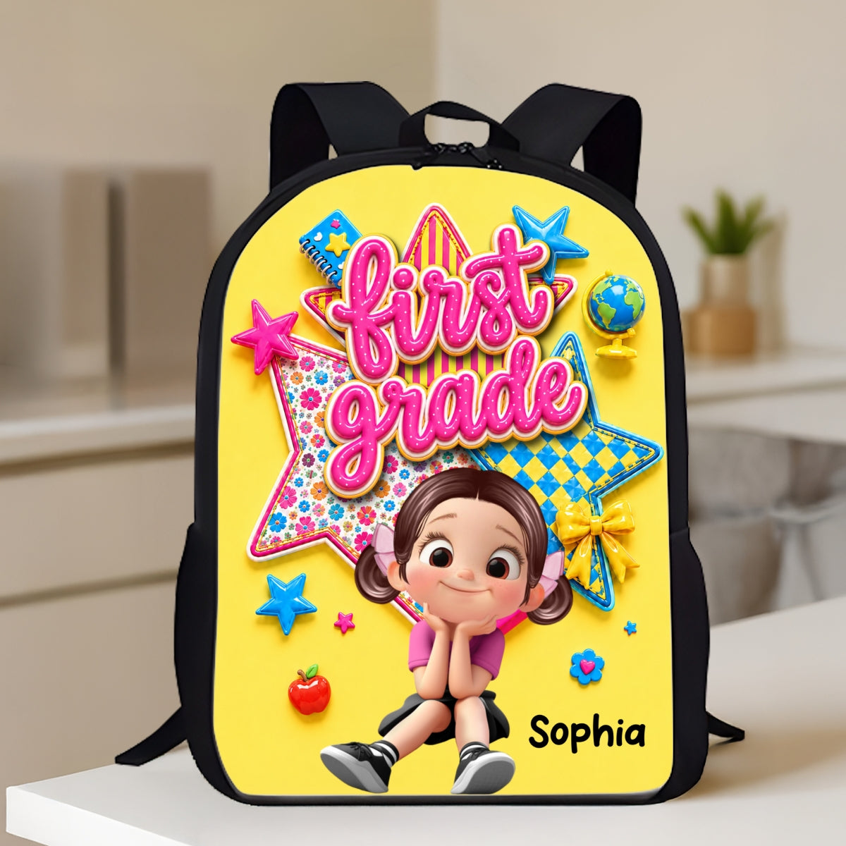 Cute Little Girl Custom Grade - Personalized Backpack - Back To School Gift For Kids, Daughters, Granddaughters, Kid Girl