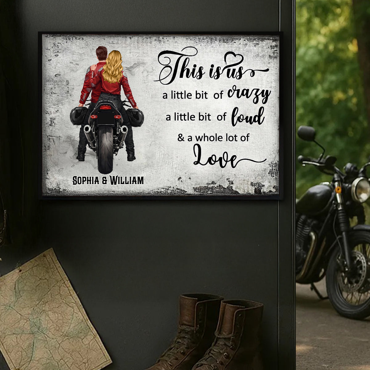 This is Us A Little Bit Crazy A Little Bit Loud Biker Couples - Personalized Poster - Anniversary Gift for him, for her