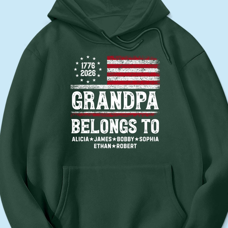 Proud American Grandpa Custom Kids Names Nation Flag American 250th Anniversary - Personalized Shirt - Father's Day Gift For Dad, Grandpa