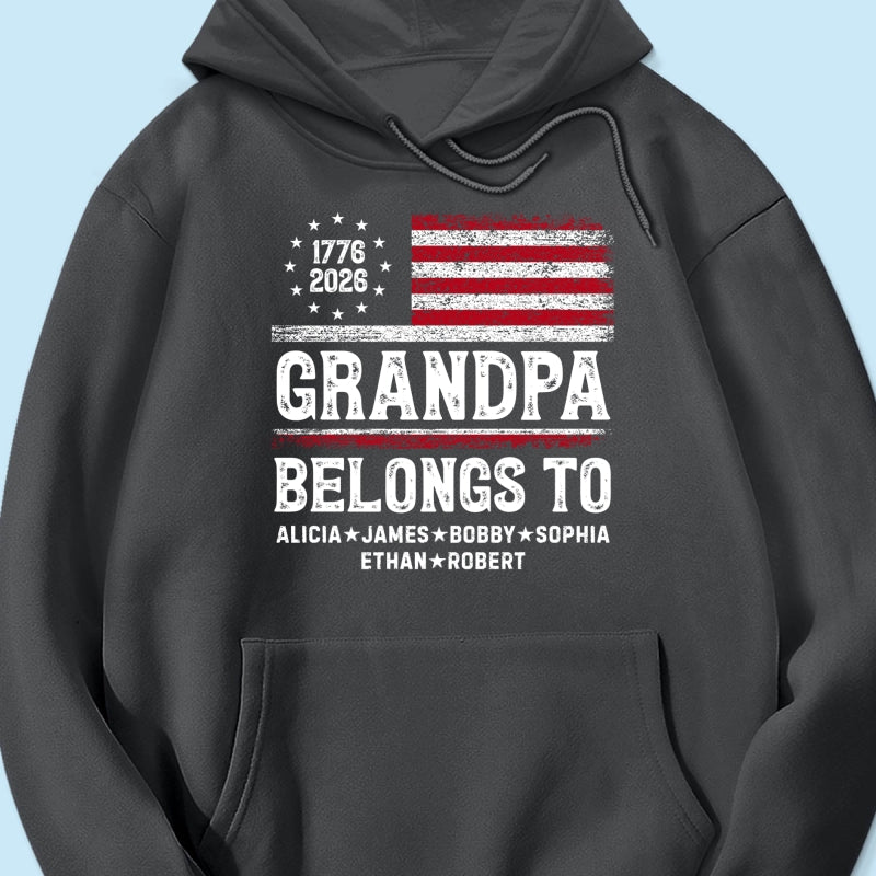Proud American Grandpa Custom Kids Names Nation Flag American 250th Anniversary - Personalized Shirt - Father's Day Gift For Dad, Grandpa