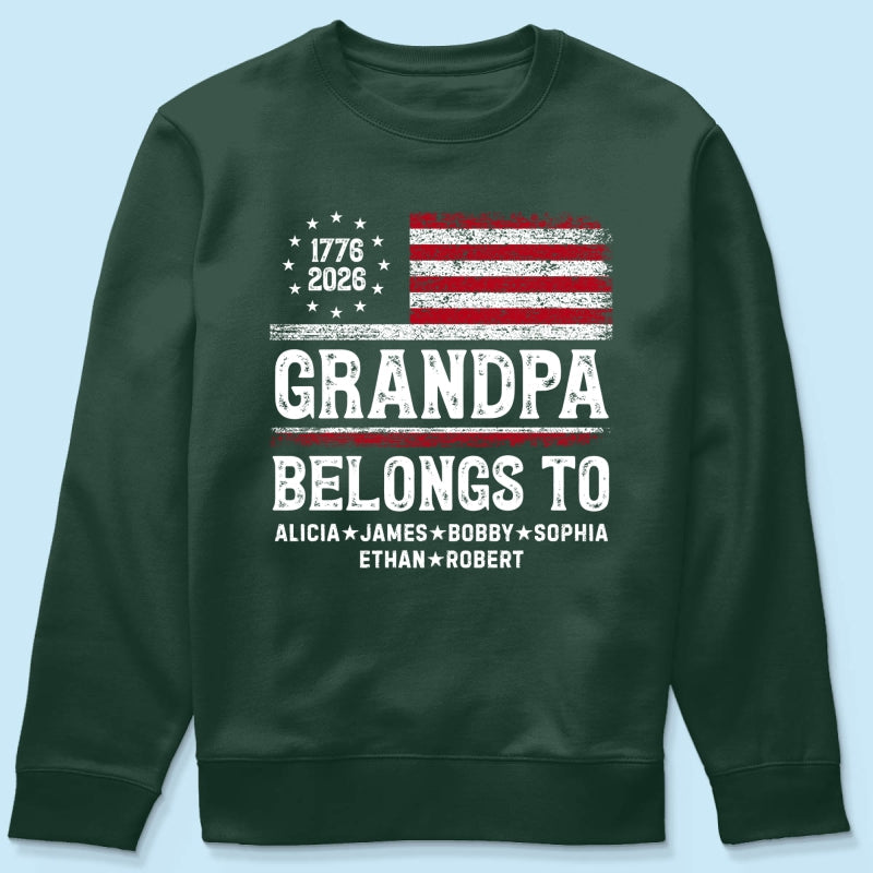 Proud American Grandpa Custom Kids Names Nation Flag American 250th Anniversary - Personalized Shirt - Father's Day Gift For Dad, Grandpa