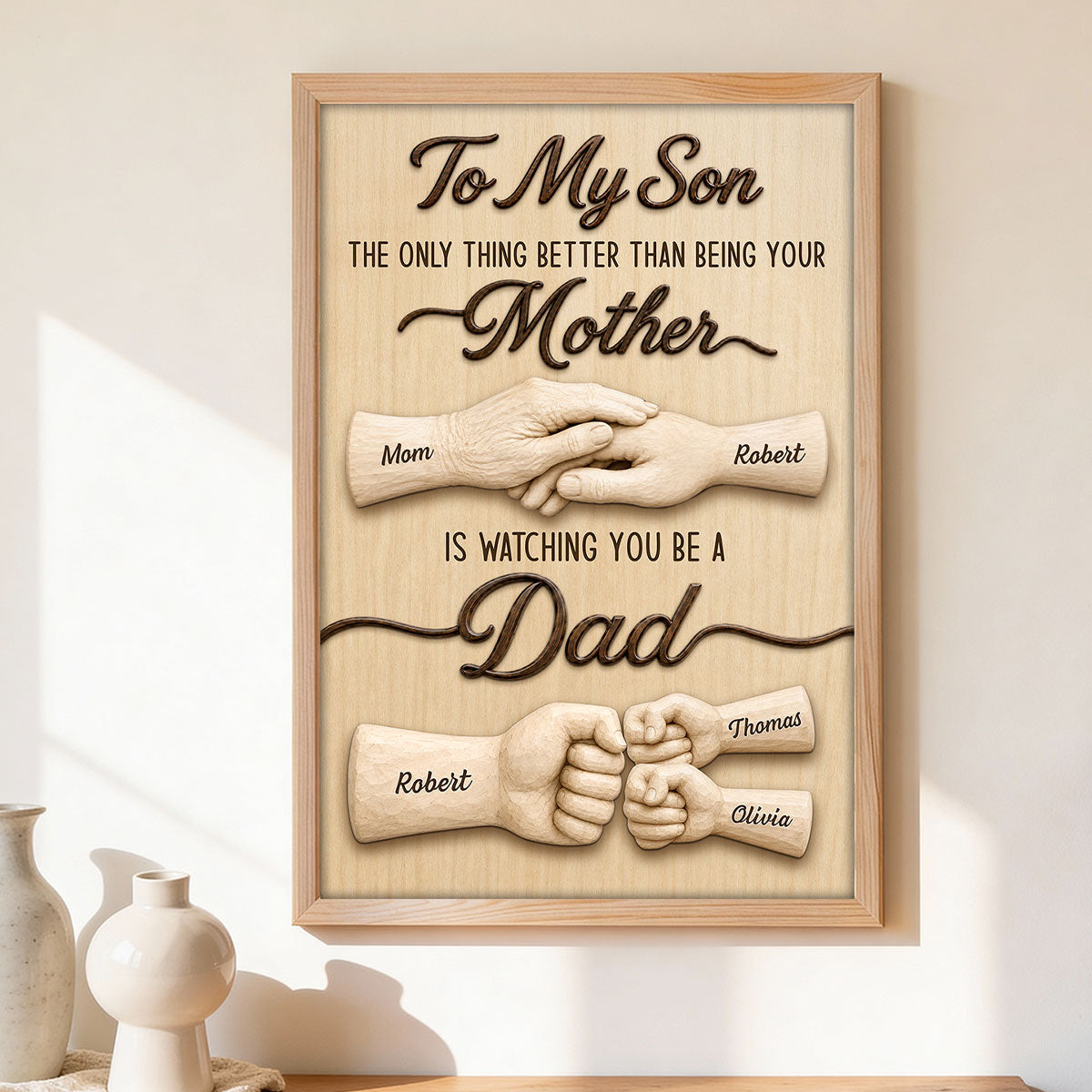 Rustic Sentimental To My Son Watching You Be A Dad From Mom - Personalized Poster - Father's Day Gift For Son