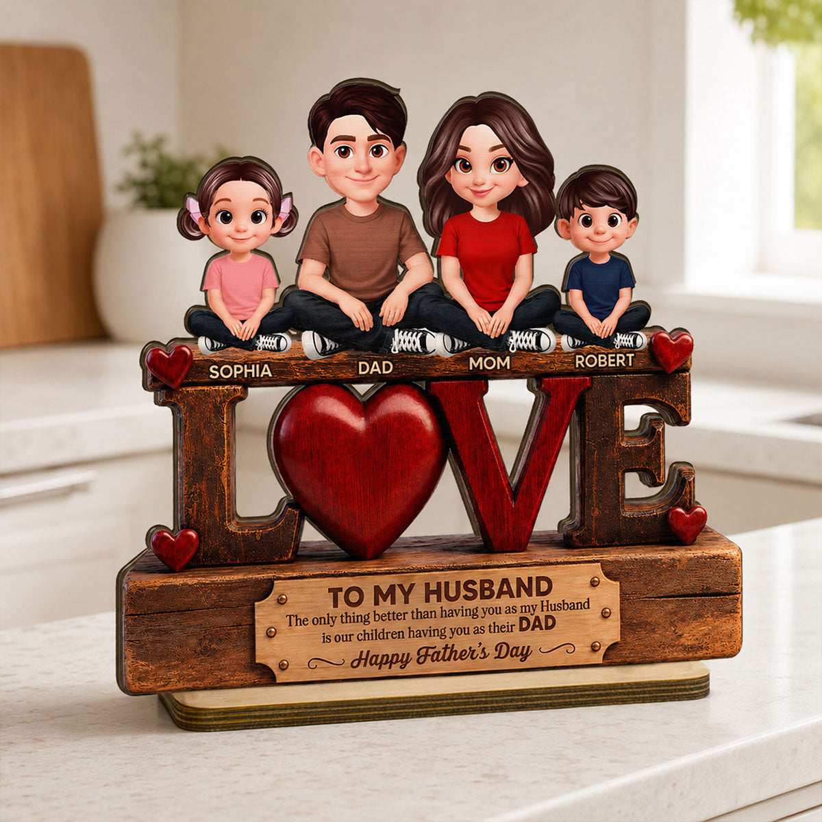 Forever Family Love To My Husband The Only Thing - Personalized 2-Layered Wooden Plaque -  Gift For Husband, Dad