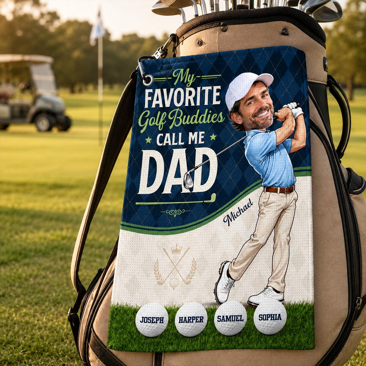 My Favorite Golf Buddies Call Me Dad Grandpa Custom Photo - Personalized Golf Towel - Father's Day Gift For Golfers, Husband, Dad, Grandpa