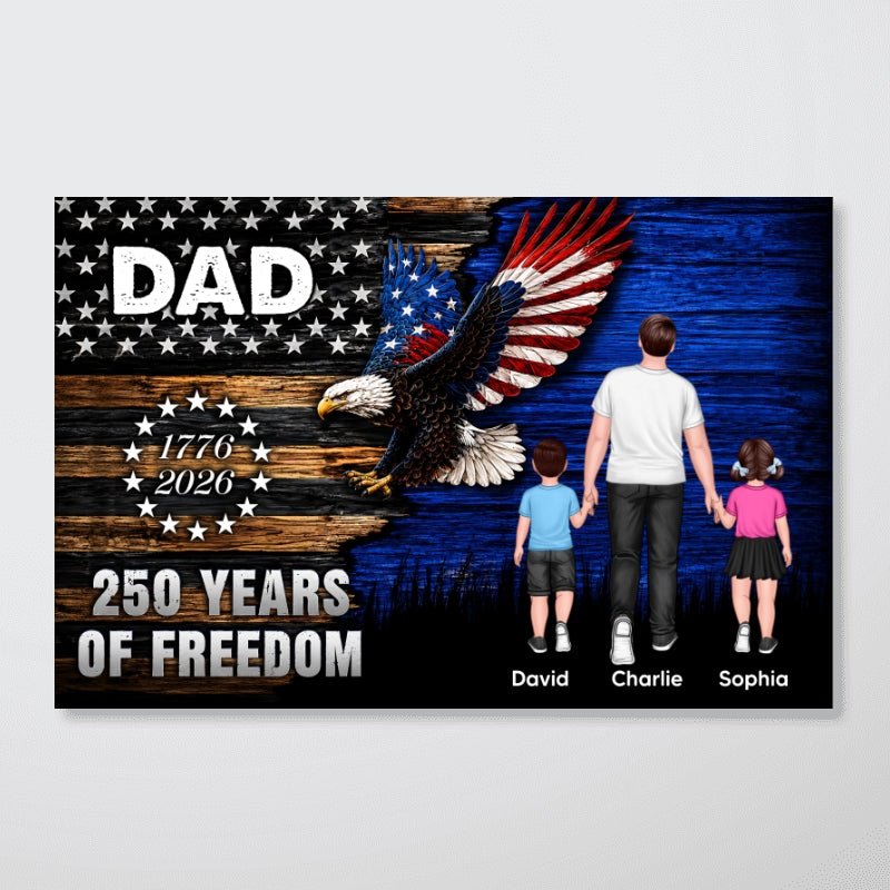 Grandpa Dad Nation Flag America 250th Anniversary - Personalized Poster - Father's Day