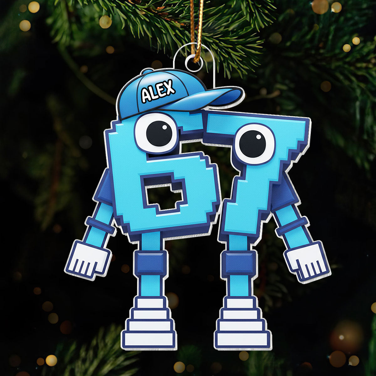 3D Effect 67 Brain Rot Christmas Ornament – Personalize Funny Roblox Style Kid Gift