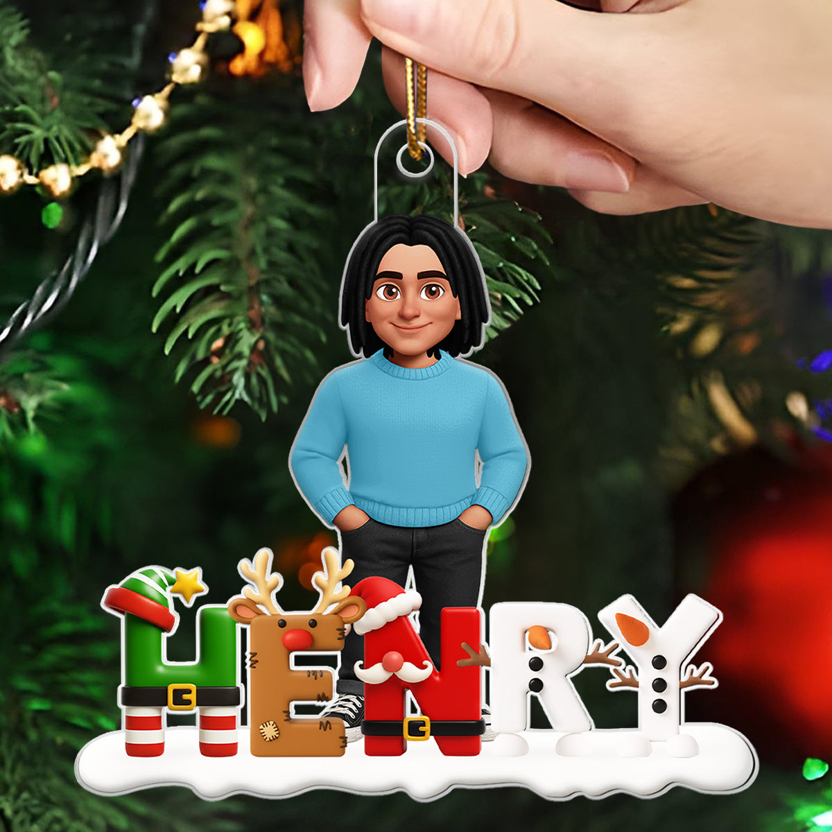Custom Name Christmas Iconic Alphabet - Personalized Acrylic Ornament - Christmas Gift for Family, for Friends